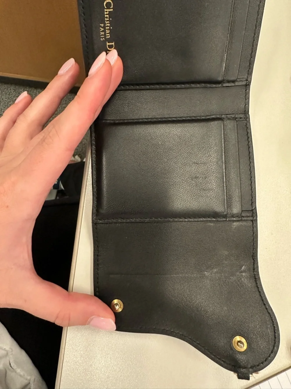 Dior Saddle Lotus Wallet Black Grained Calfskin